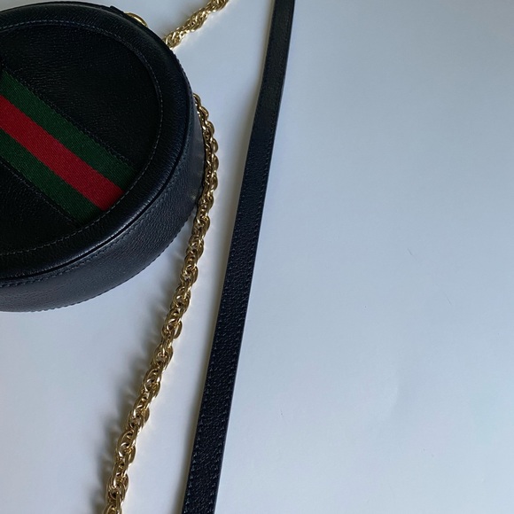 Gucci Black Leather & Web Round Ophidia Bag. Vintage - Picture 13 of 15